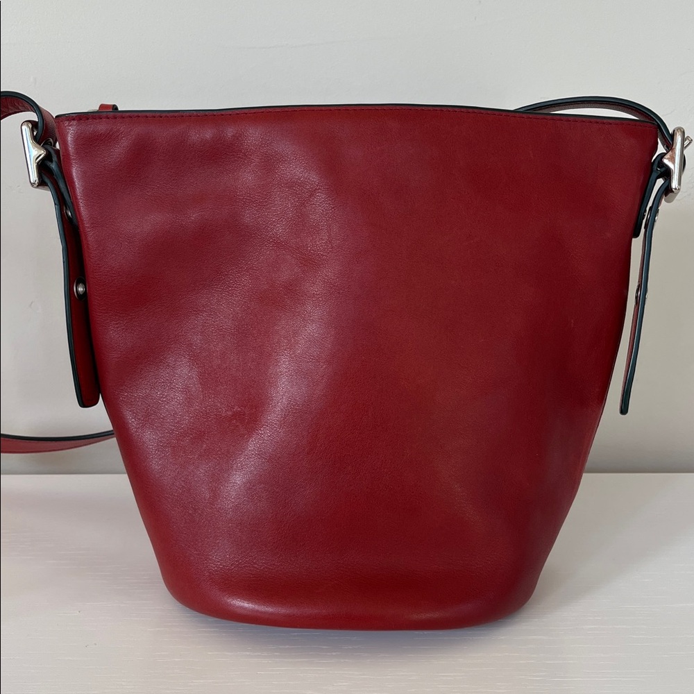 Vintage Coach Red Leather Bucket Crossbody Bag - Picture 4 of 8